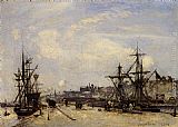 Johan Barthold Jongkind Canvas Paintings - Honfleur, the Railroad Dock